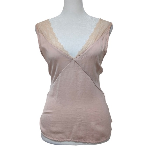 Scotch & Soda Tops - Scotch & Soda Pink Lace Trim V-Neck Camisole Coquette Fairy Ballet Tank Top S